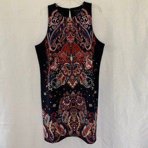 BANANA REPUBLIC FACTORY Navy Multi-Color Paisley Sleeveless Dress